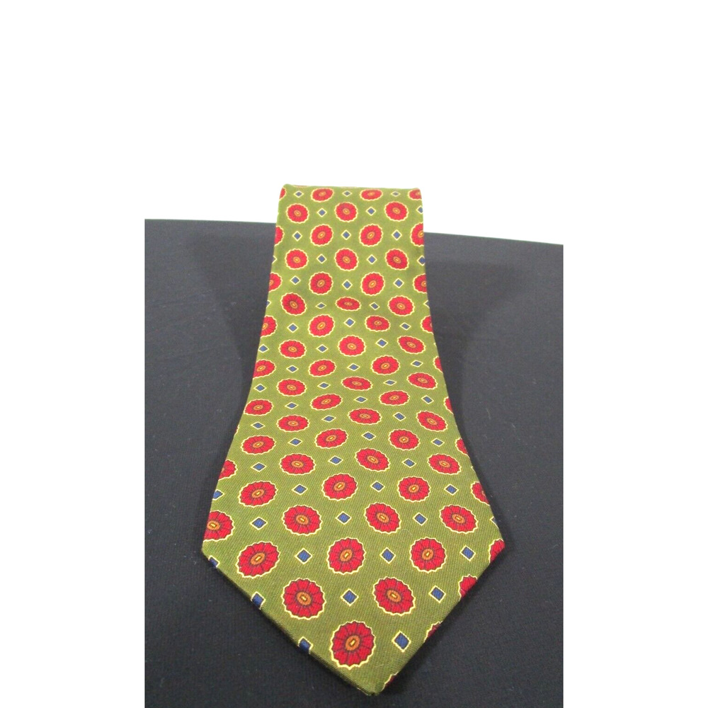 Bespoke USA Hand Sewn Olive Green, Red, Blue Silk 58" Neck Tie